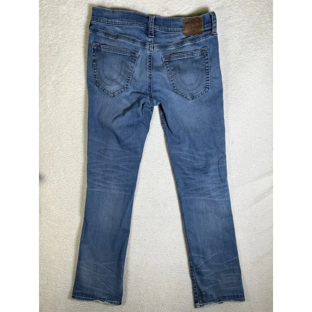 True Religion Ricky Jeans Mens 34x33 Blue Relaxed Fit Straight Leg Pocket READ